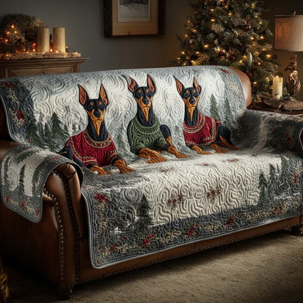 Cubierta de Sofá Acolchada para Doberman de Invierno
