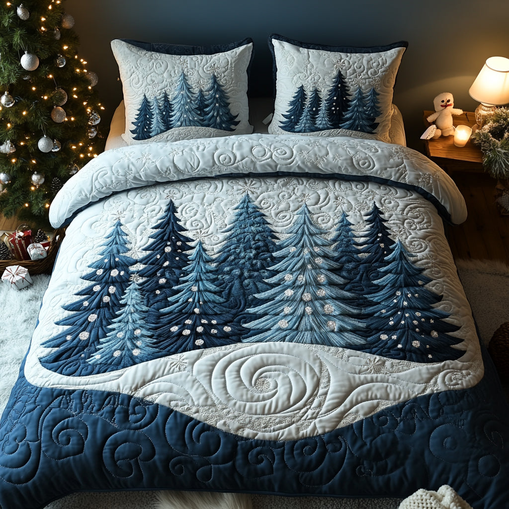 Juego de Ropa de Cama Acolchado de 3 Piezas Bosque de Invierno