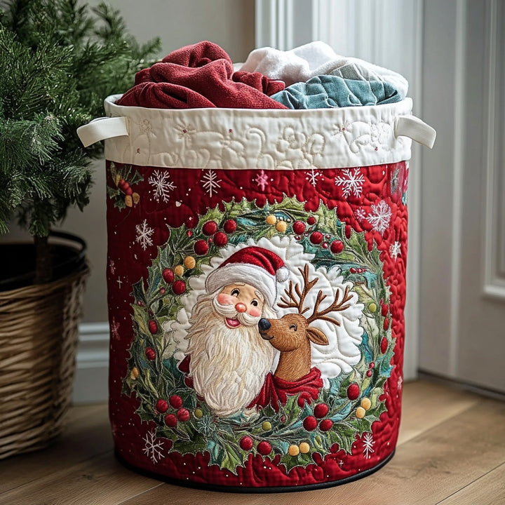 Cesta de Ropa Acolchada de Navidad