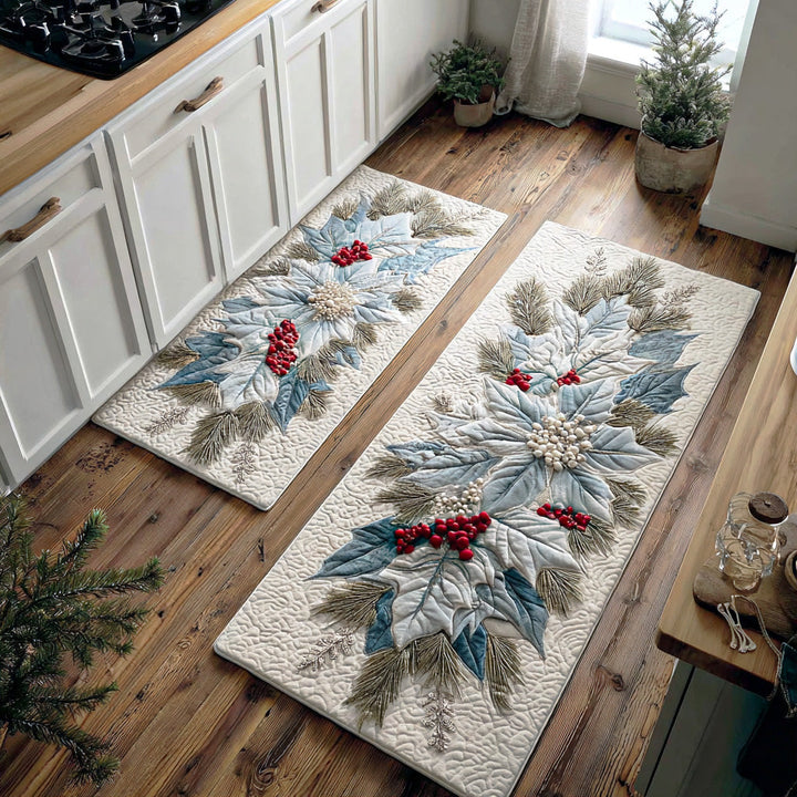 Alfombra de Cocina con Encanto de Poinsettia de Invierno