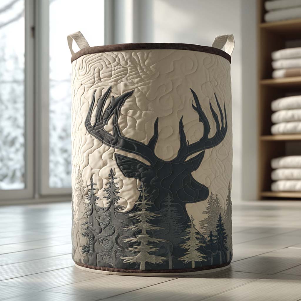 Cesta de Ropa Acolchada Silueta Invernal