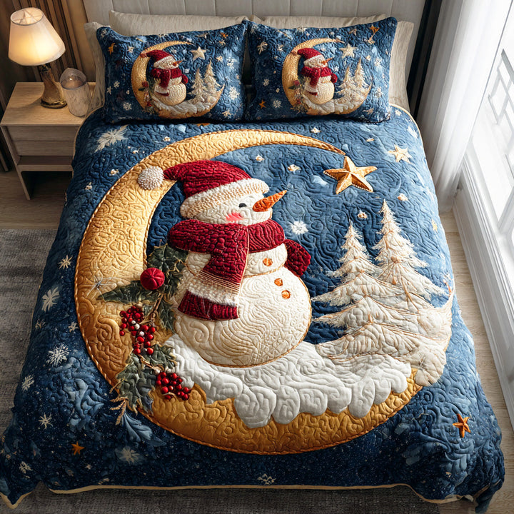 Juego de Ropa de Cama Acolchada de 3 Piezas "Maravilla de Muñecos de Nieve"
