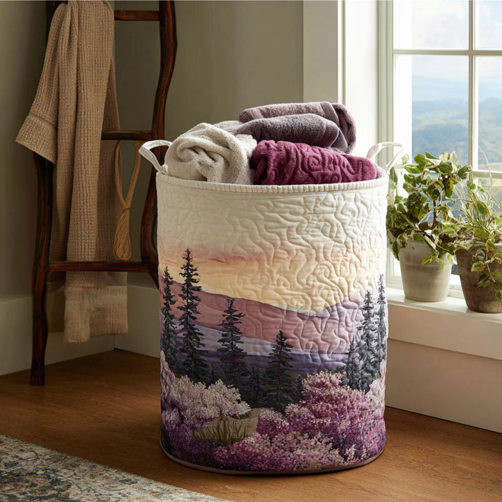 Cesta de Ropa Acolchada con Flores