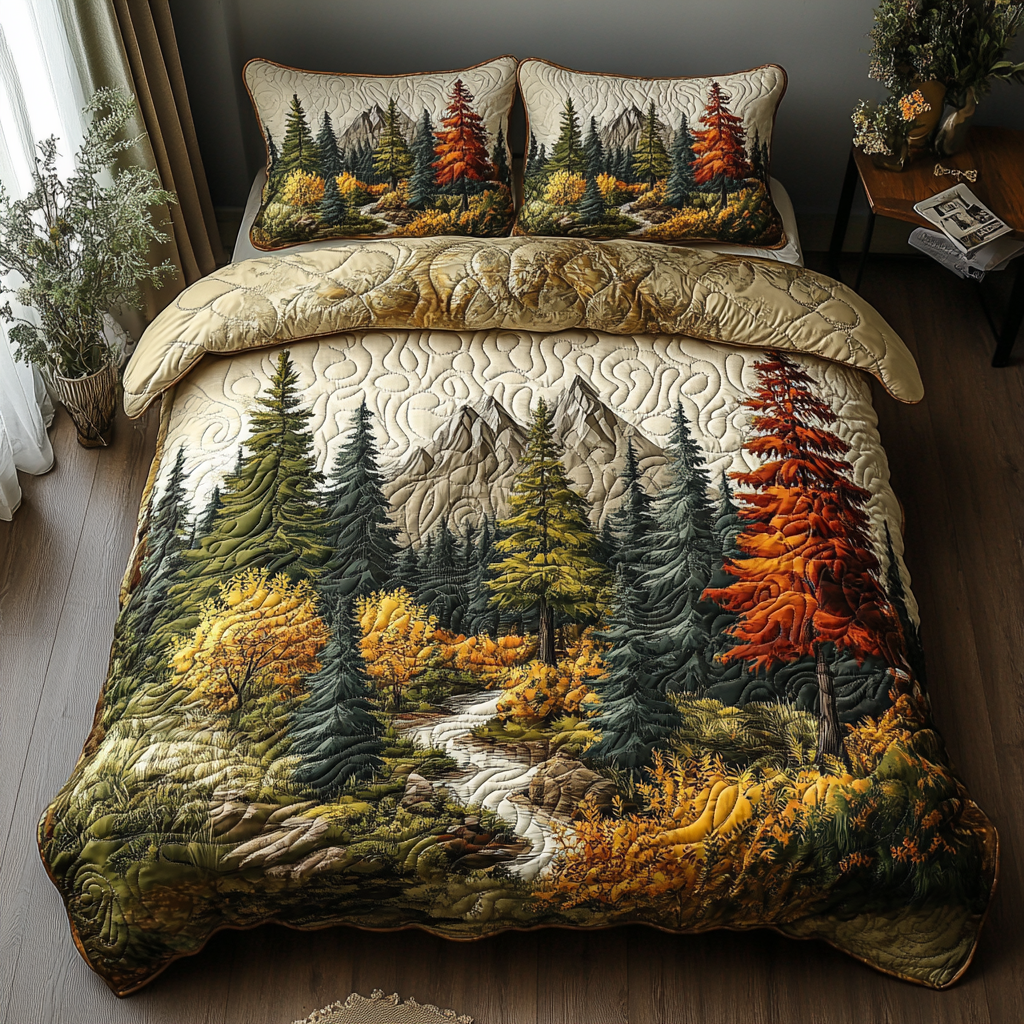 Conjunto de Ropa de Cama Acolchado de 3 Piezas Woodland Embrace