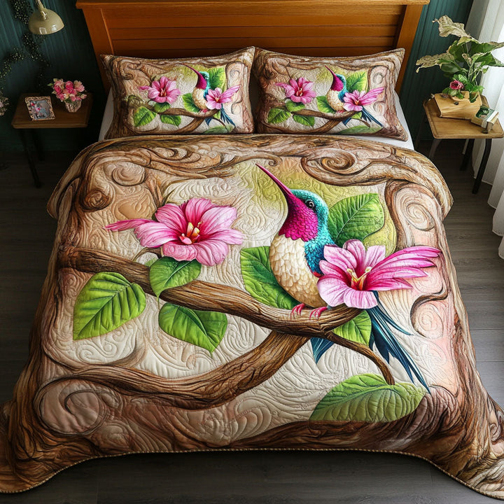 Conjunto de Ropa de Cama Acolchado de 3 Piezas Hummingbird