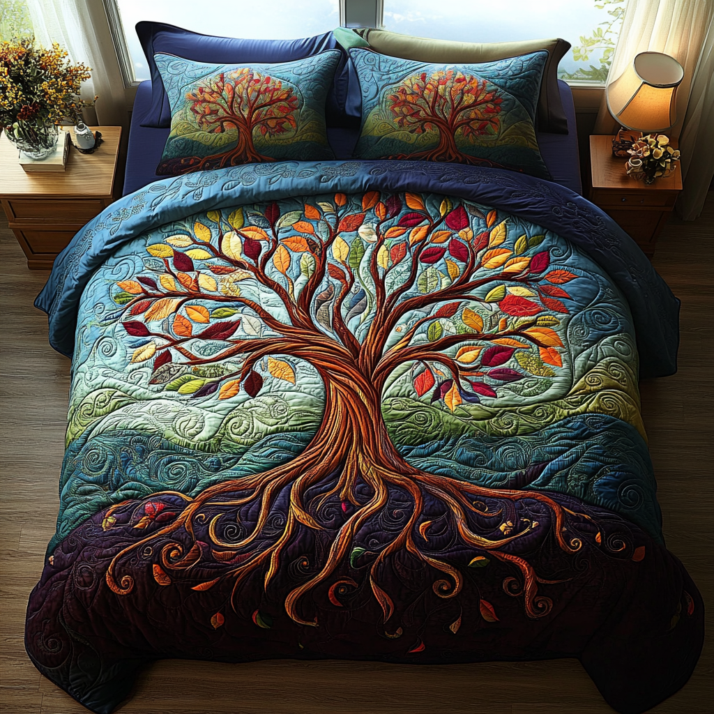 Juego de Ropa de Cama Acolchado de 3 Piezas Espíritu del Bosque