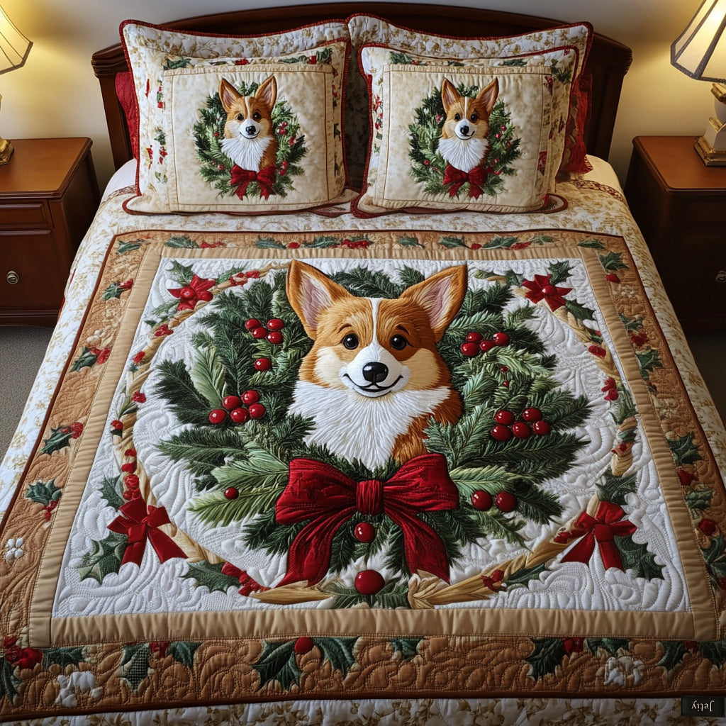 Conjunto de Ropa de Cama Acolchado de 3 Piezas Wreath Delight