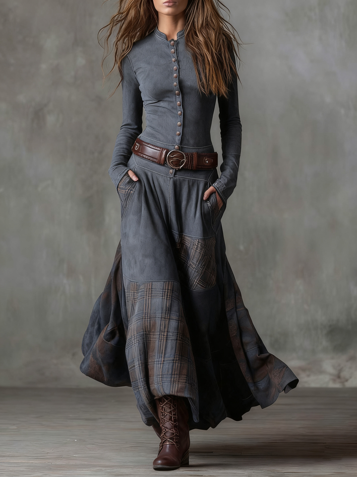 Michelle | Abito  maxi scamosciato