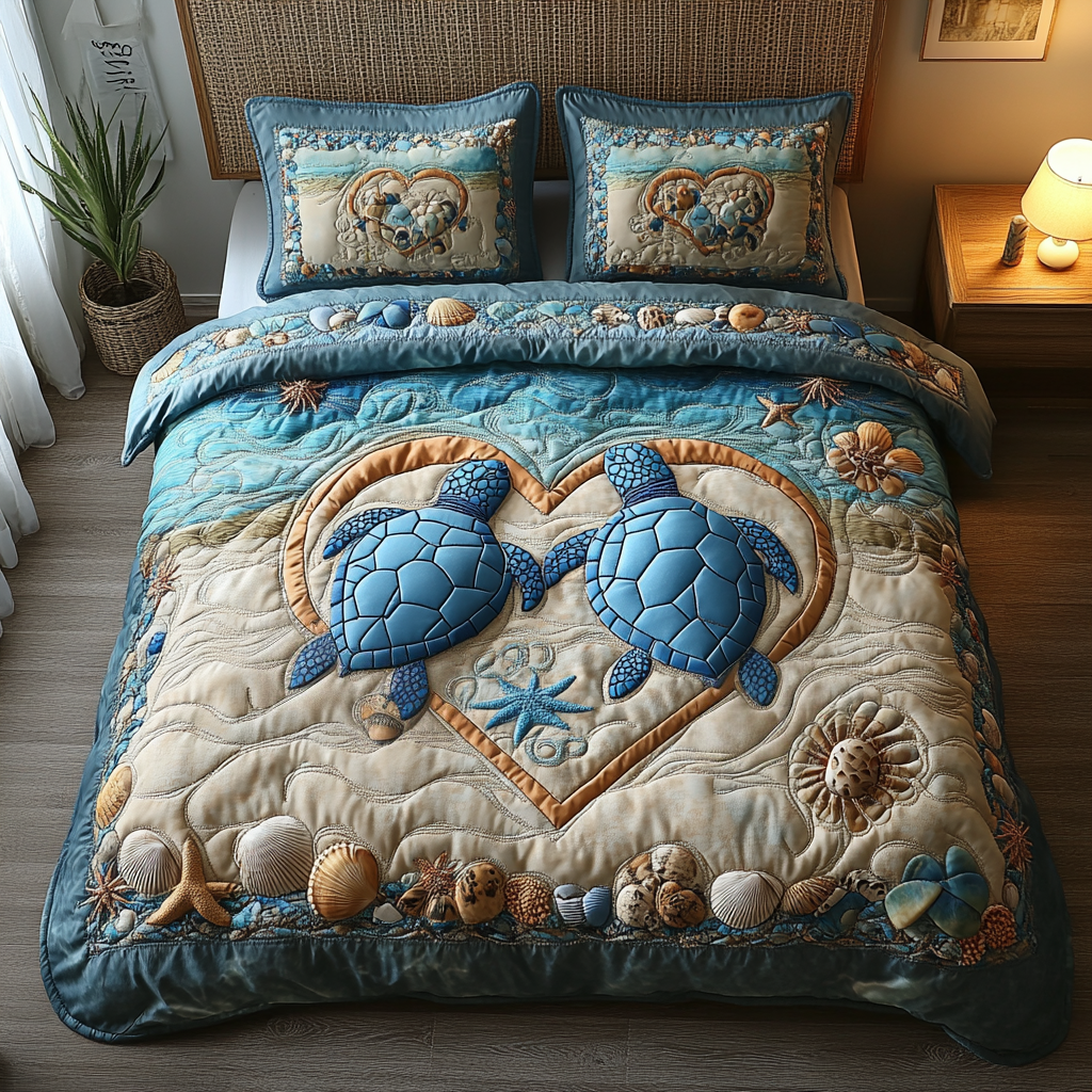 Juego de Ropa de Cama Acolchada de 3 Piezas You And Me Turtle
