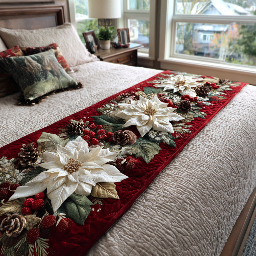 Caminito de Cama de Flores Navideñas Acolchado