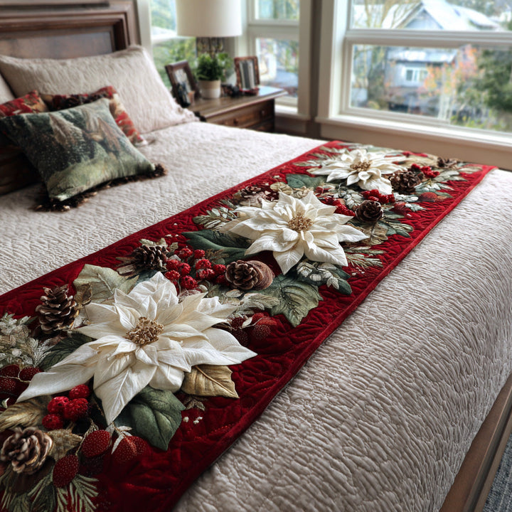 Caminito de Cama de Flores Navideñas Acolchado