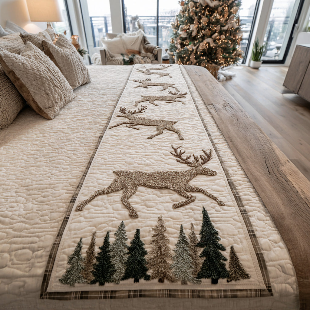 Caminito de Cama de Ciervo Navideño Acolchado