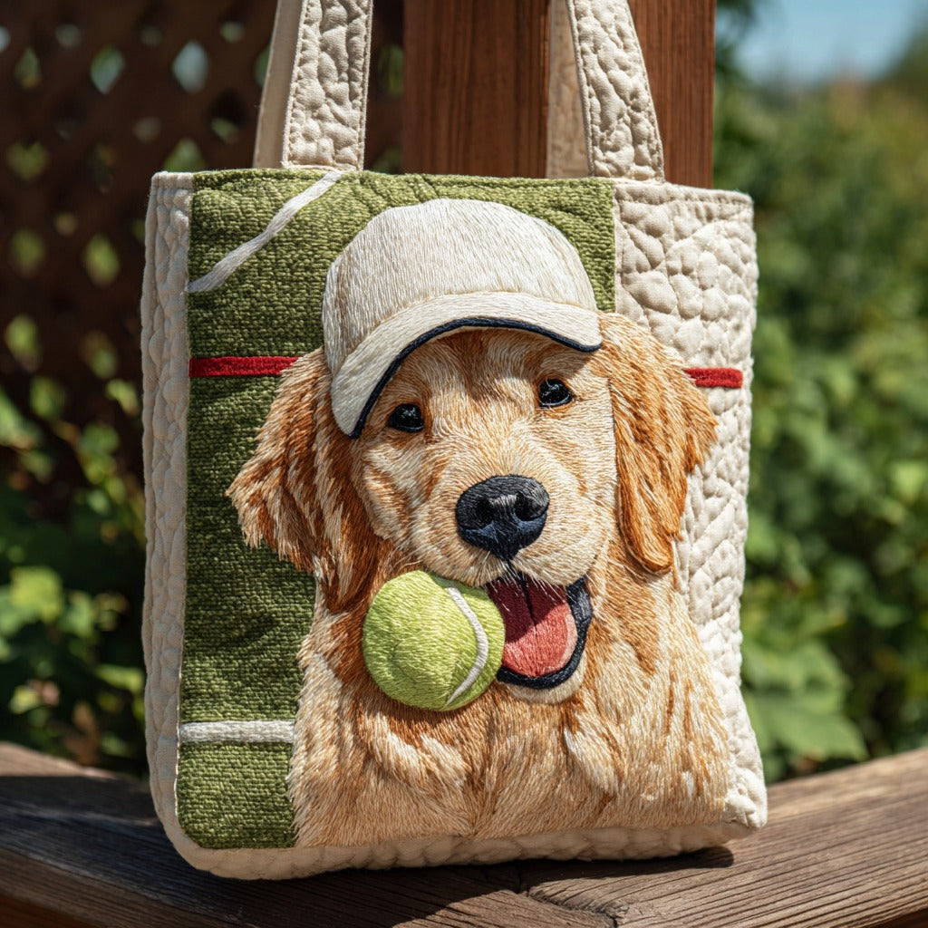 Bolso Tote Acolchado de Golden Retriever Juguetón