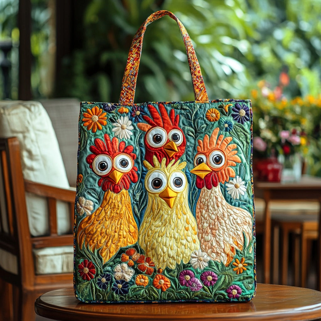 Bolsa Tote Acolchada de Gallinas Divertidas