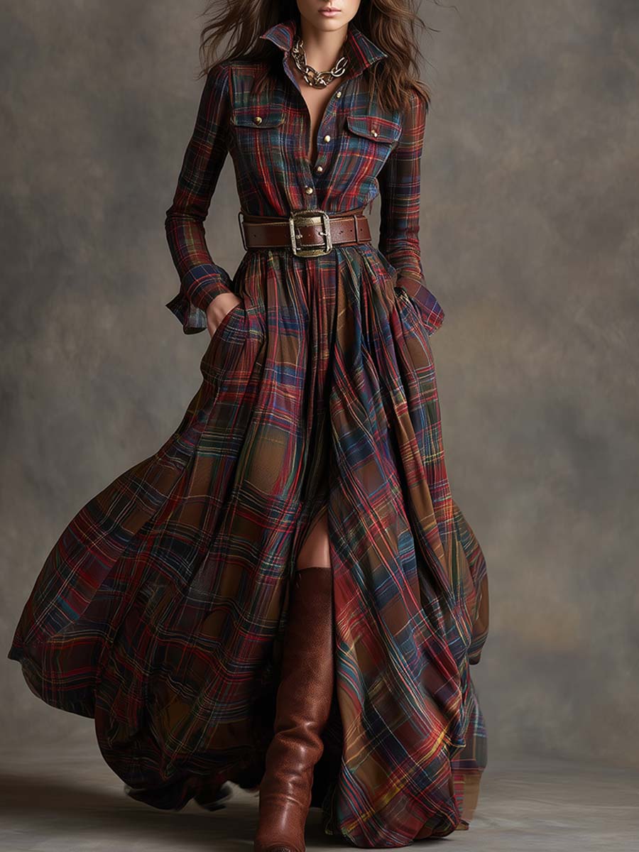 Giulietta | Abito Camicia Maxi a Quadri con Cintura