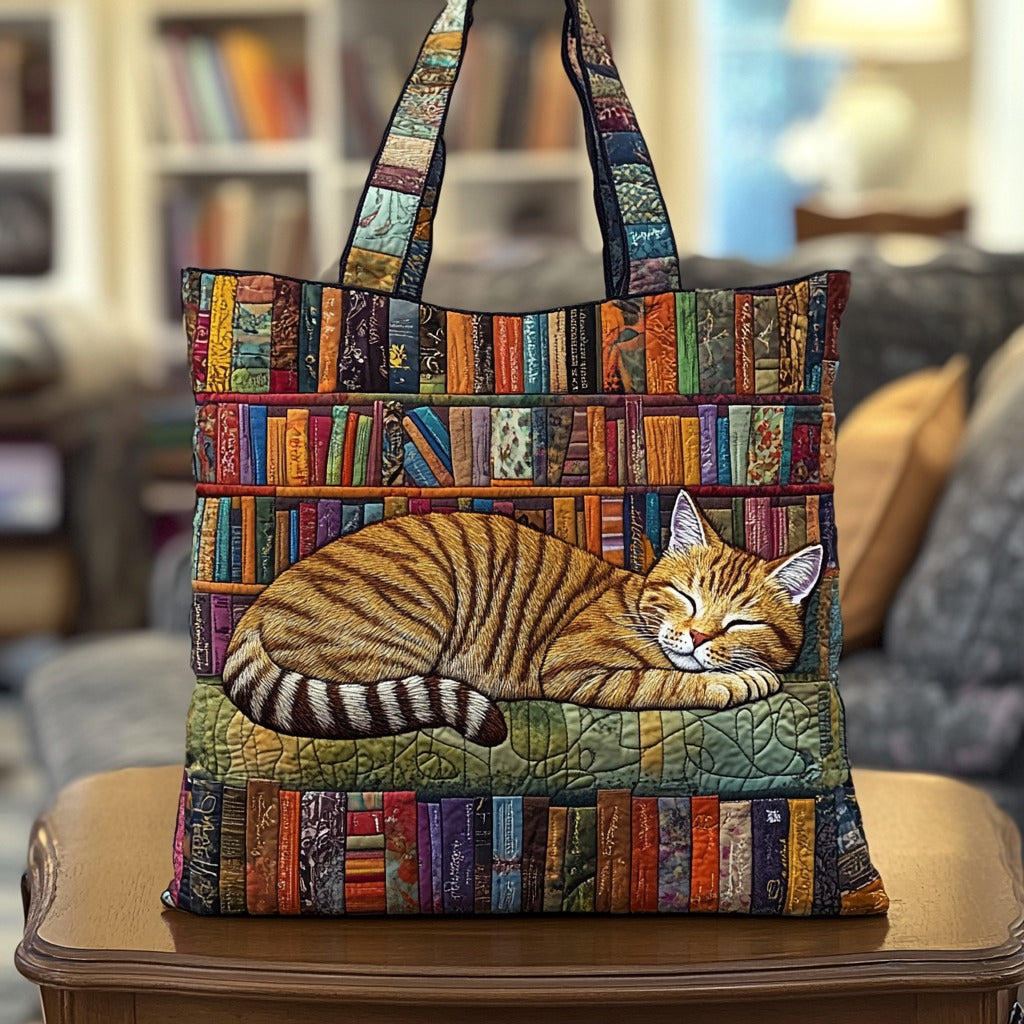 Bolsa Tote Acolchada de Gato Lector