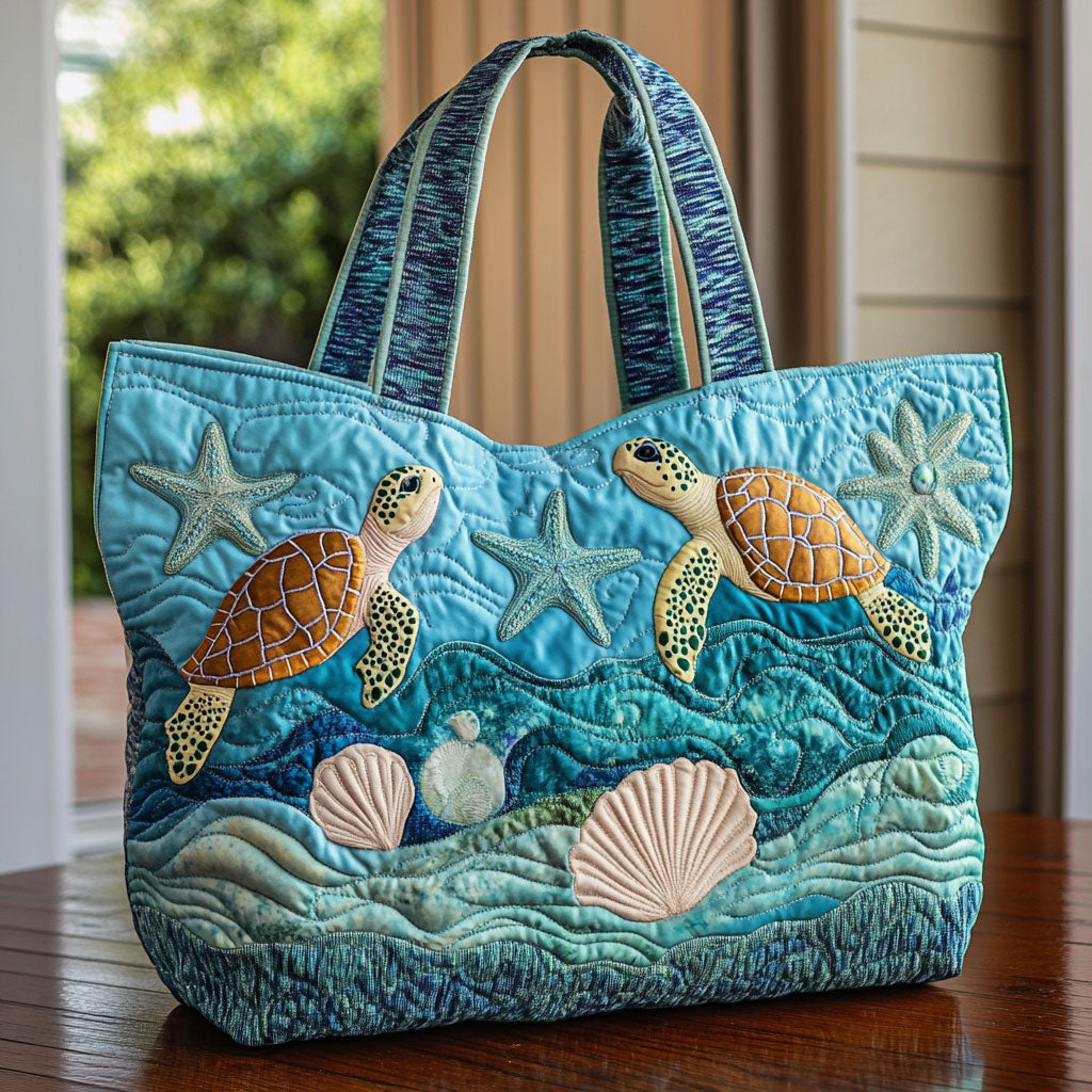 Bolsa Tote Acolchada Susurradora de Tortugas Marinas
