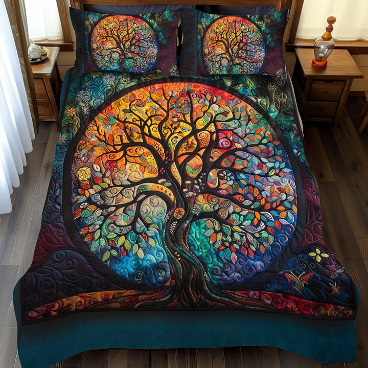 Conjunto de Ropa de Cama Acolchado de 3 Piezas Árbol de la Vida Celta Intrincado
