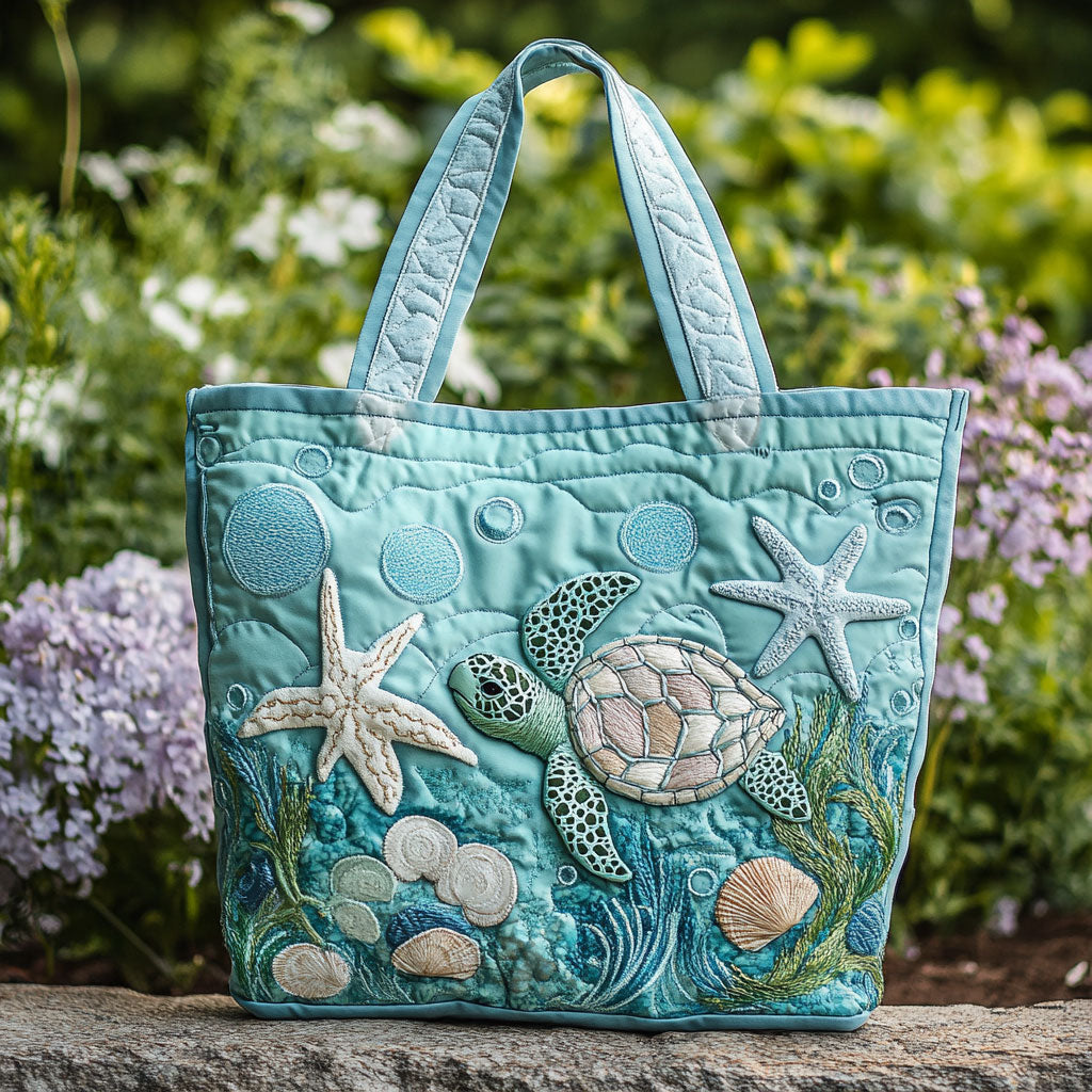 Bolso Tote Acolchado Danza de Tortugas Coral