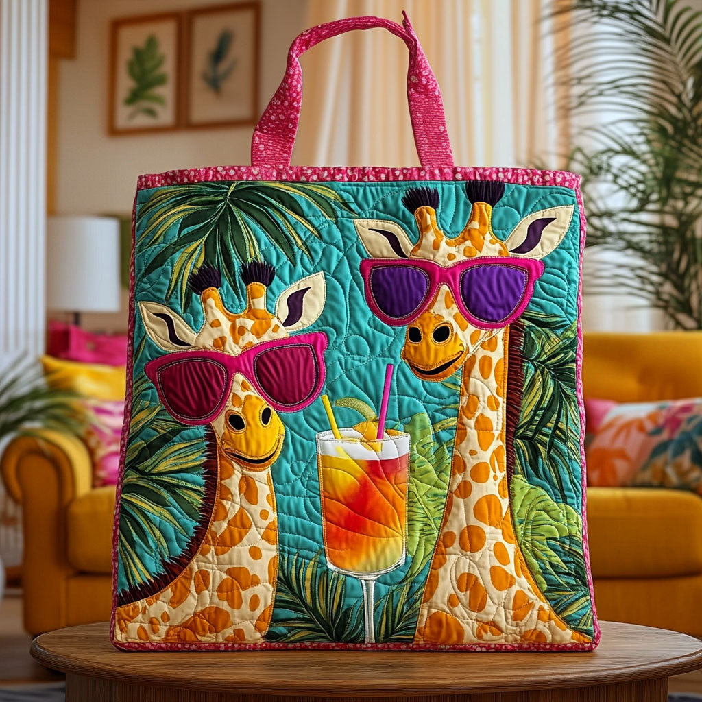 Bolsa Tote Acolchada Cool Giraffes Cocktail