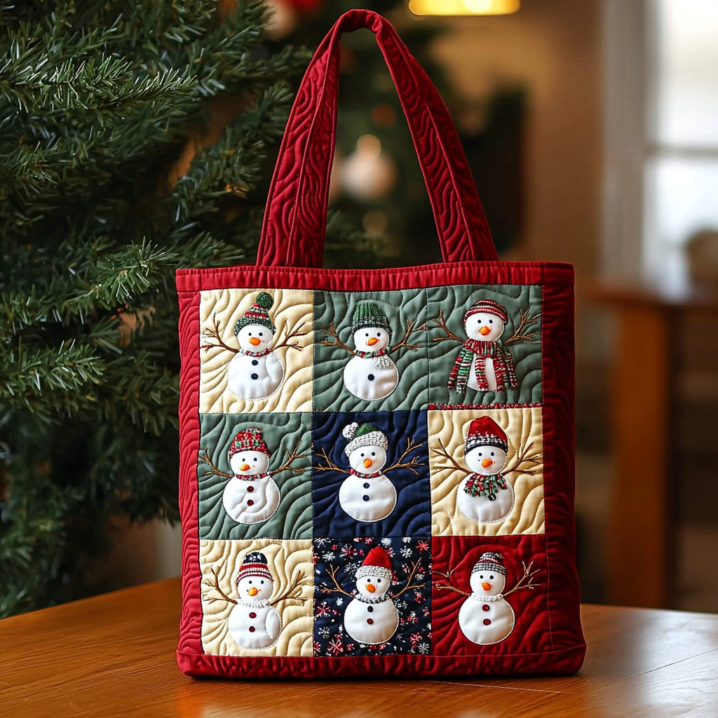 Bolsa Tote Acolchada Amigos de Muñeco de Nieve