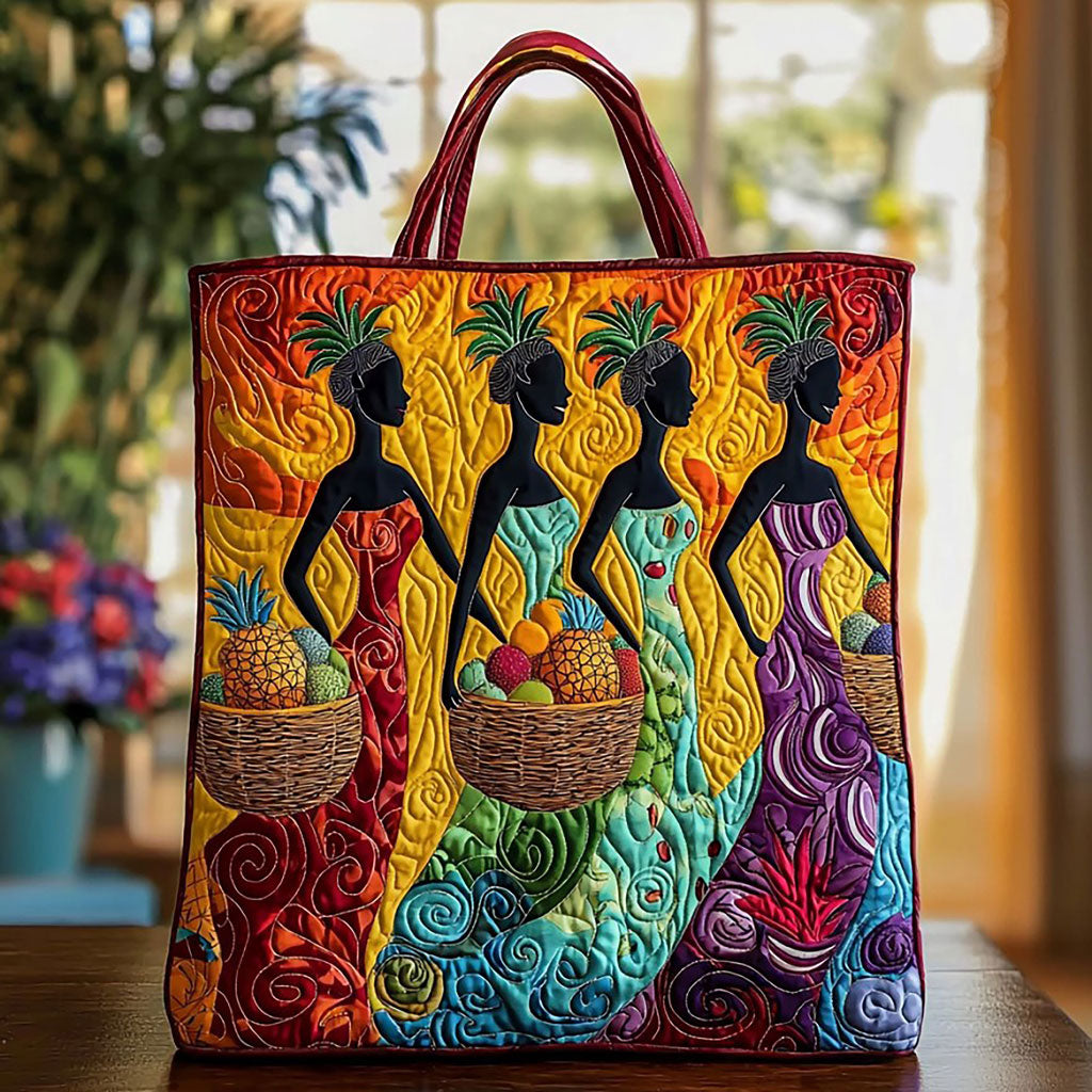 Bolso Tote Acolchado de Mujeres Africanas Elegantes