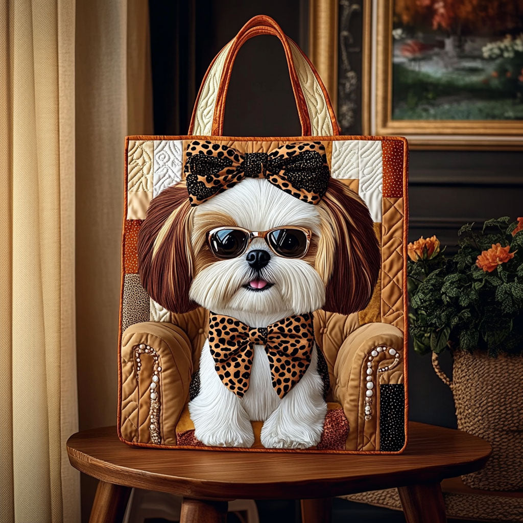 Bolsa Tote Acolchada Elegante Shih Tzu