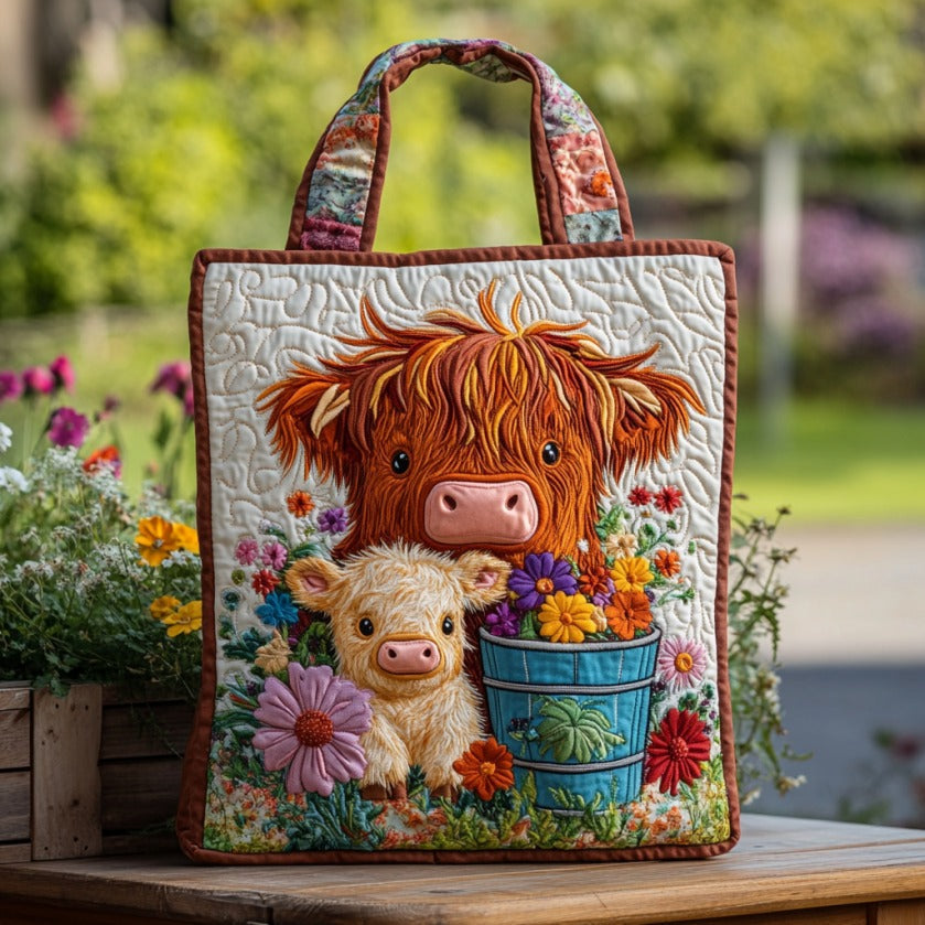 Bolsa Tote Acolchada de Vaca de las Tierras Altas