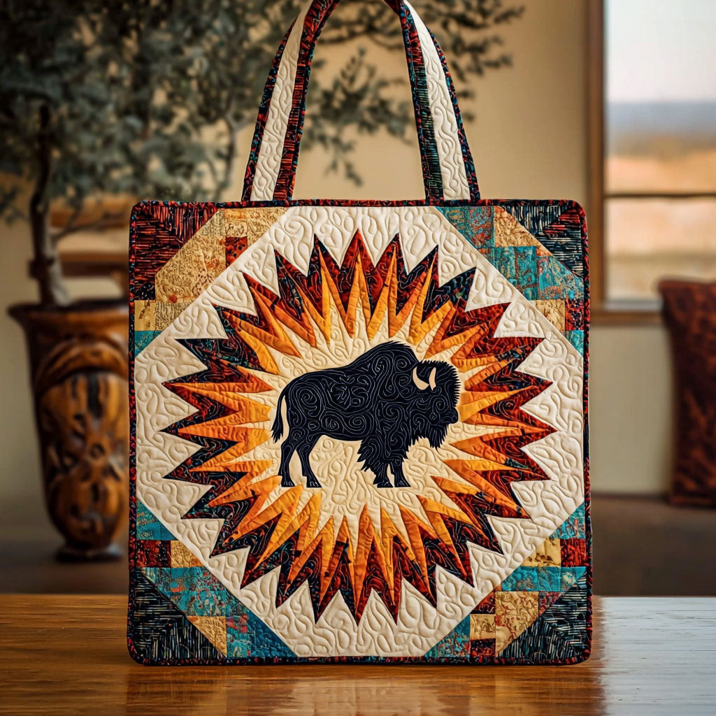 Bolsa Tote Acolchada Geométrica de Bisonte