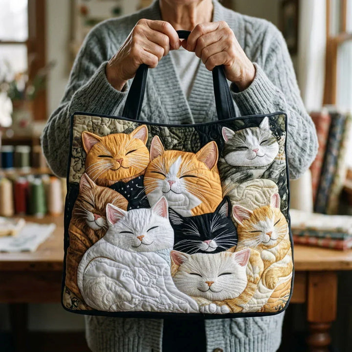 Bolsa Tote Acolchada - Gatitos Durmiendo