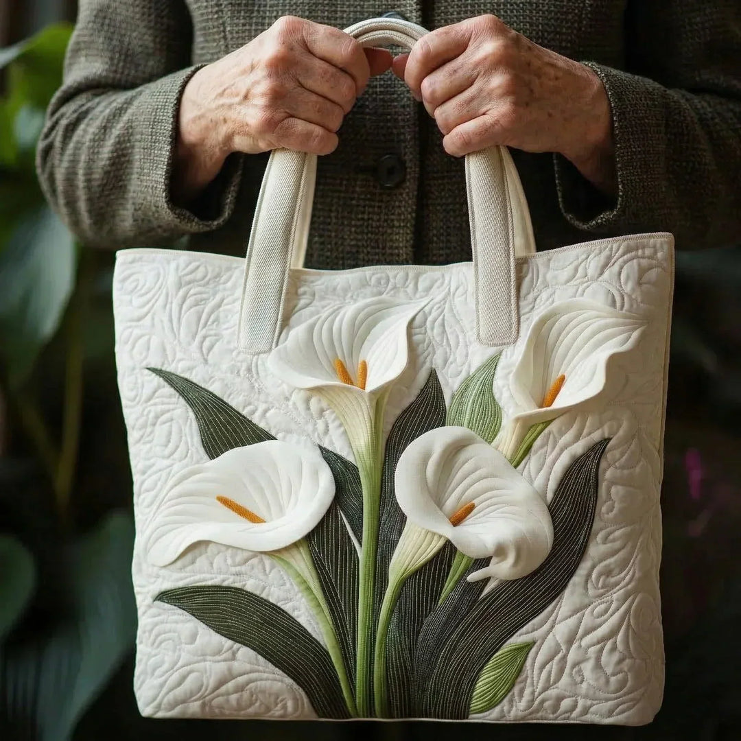 Bolsa Tote Acolchada - Lirios Blancos