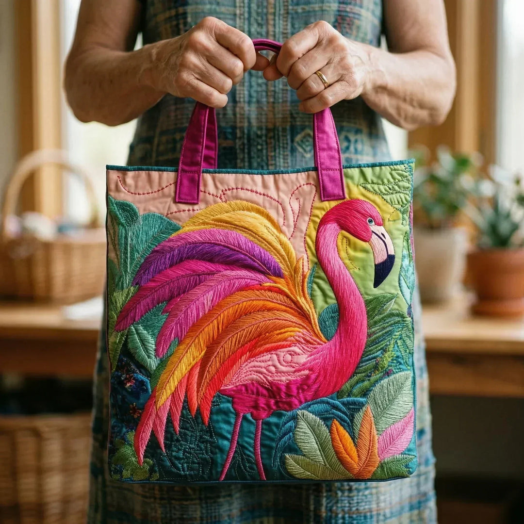 Bolsa Tote Acolchada - Flamenco Arcoíris