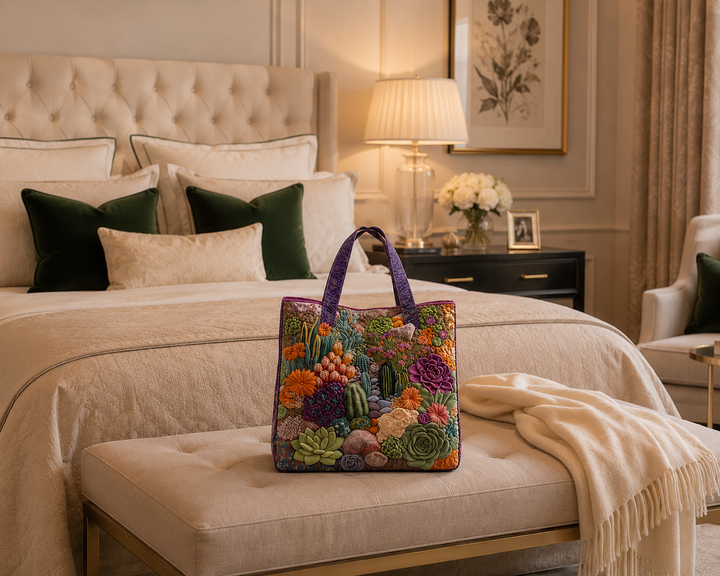 Bolsa Tote Acolchada - Jardín Suculento