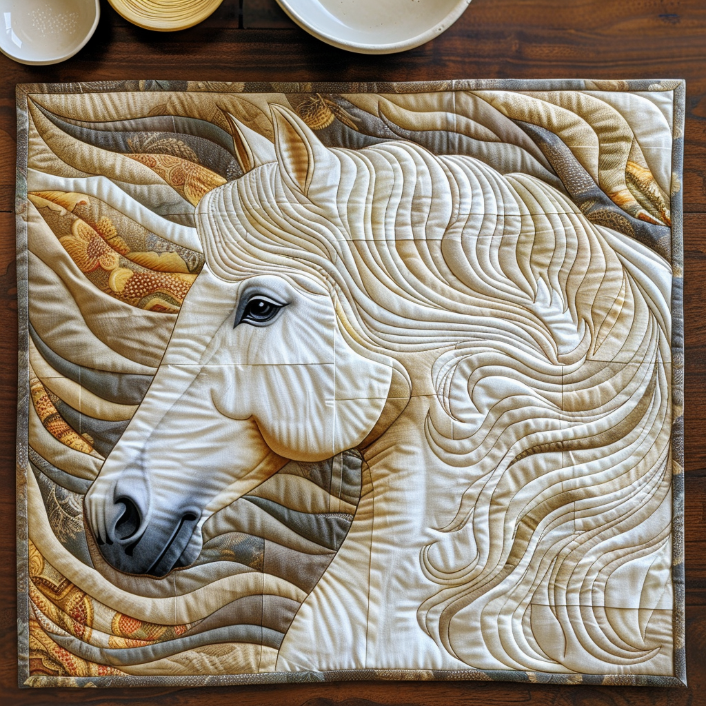 Mantel Individual Acolchado de Caballo Blanco Dinámico