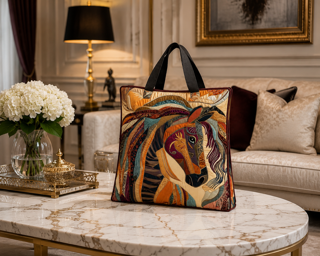 Bolsa Tote Acolchada - Caballo de Mosaico Multicolor