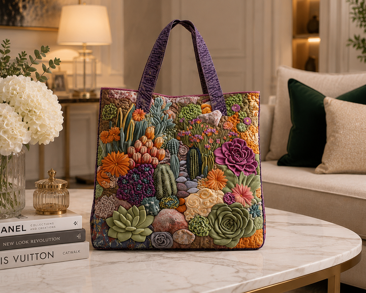 Bolsa Tote Acolchada - Jardín Suculento