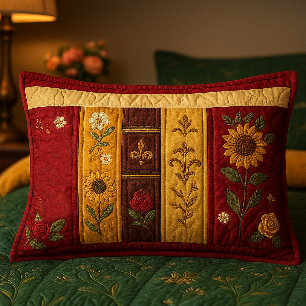 Funda de Almohada Acolchada con Diseño de Girasol