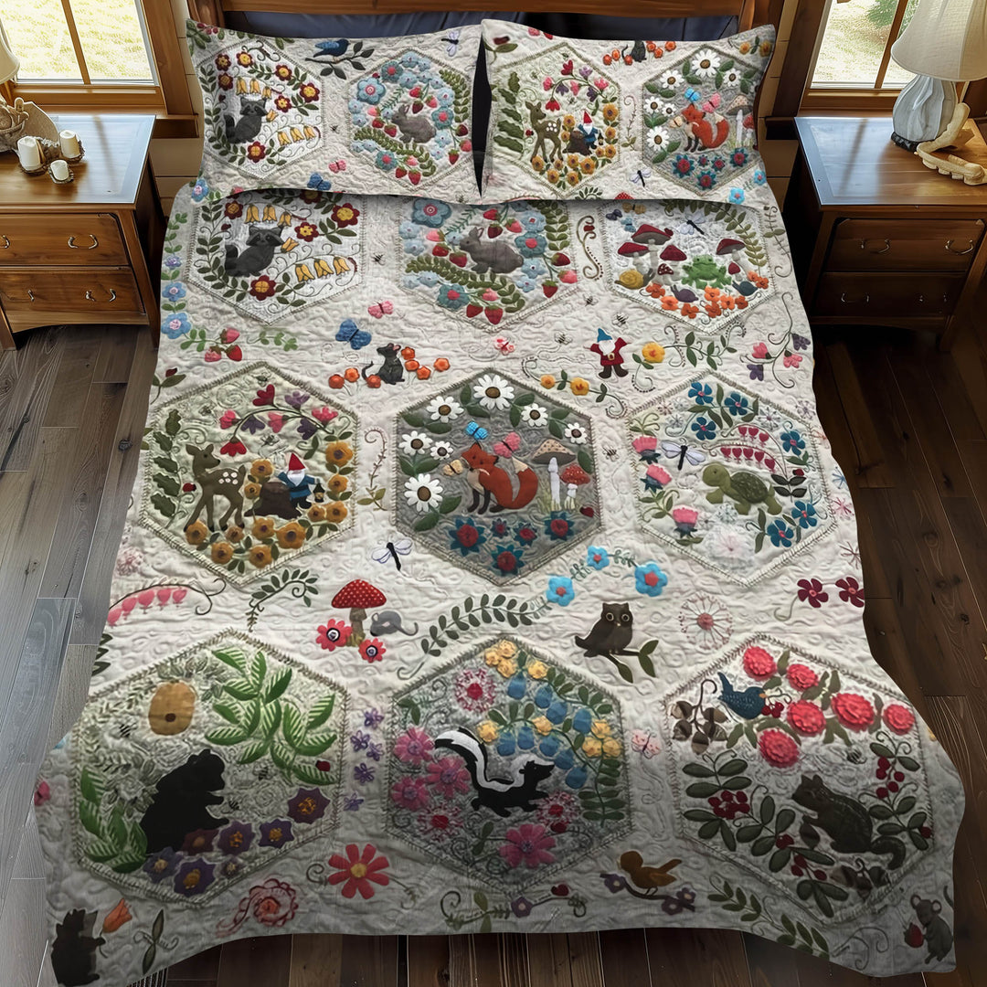 Juego de Ropa de Cama Acolchado de 3 Piezas Woodland Whimsy Animals