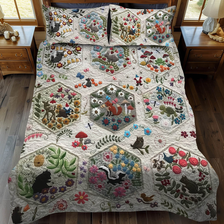 Juego de Ropa de Cama Acolchado de 3 Piezas Woodland Whimsy Animals