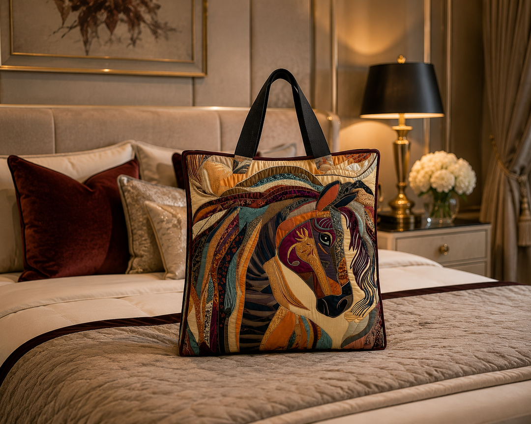 Bolsa Tote Acolchada - Caballo de Mosaico Multicolor
